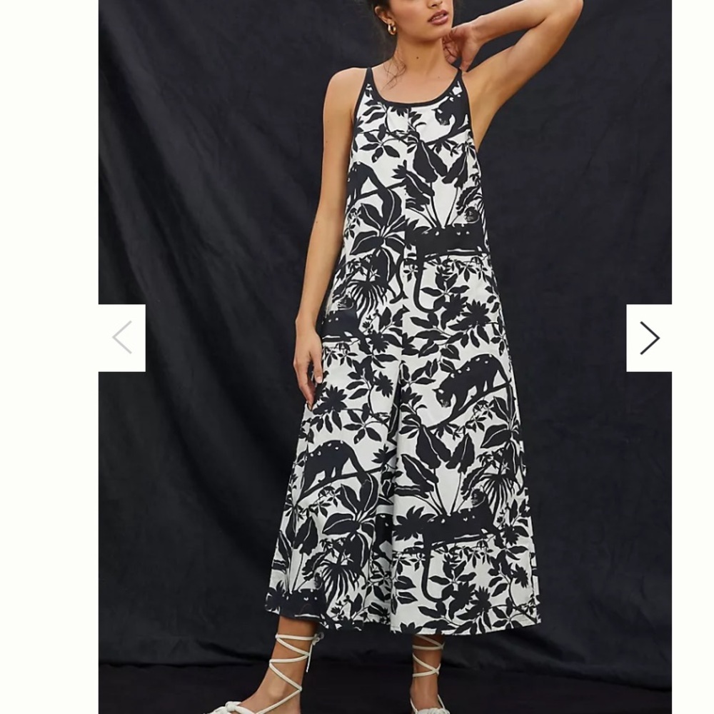 Anthropologie Maeve Black and White Floral Jumpsuit Chrysanthemum EUC Size Med